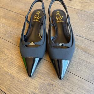 Sam Edelman Women's Size 6.5 M Cecelia Black Slingback Cap Top Flats NWT Witchy